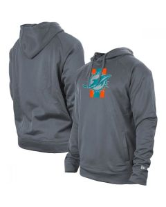 Men's Miami Dolphins Gray New Era Training Camp Raglan Pullover Hoodie