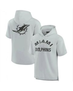 Men's Miami Dolphins Gray Super Soft Fleece Short Sleeve Hoodie