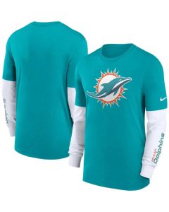Men's Miami Dolphins Heather Aqua Slub Fashion Long Sleeve T-Shirt