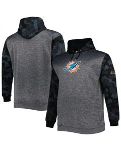 Men's Miami Dolphins Heather Charcoal Big & Tall Camo Pullover Hoodie