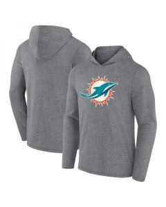 Men's Miami Dolphins Heather Gray Primary Logo Long Sleeve Hoodie T-Shirt