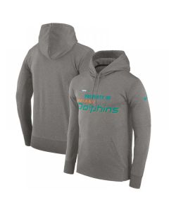 Men's Miami Dolphins Heather Gray Sideline Property Of Performance Pullover Hoodie