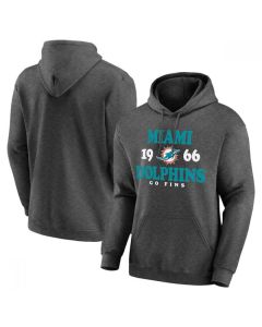 Men's Miami Dolphins Heathered Charcoal Fierce Competitor Pullover Hoodie