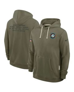 Men's Miami Dolphins Olive 2025 Salute to Service Pullover Hoodie (Olive)