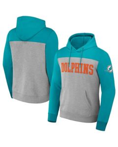 Men's Miami Dolphins x Darius Rucker Collection Aqua/Grey Colorblock Pullover Hoodie