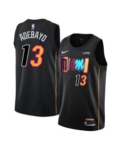 Men's Miami Heat #13 Bam Adebayo 2021/2022 Black City Edition 75th Anniversary Stitched Jersey