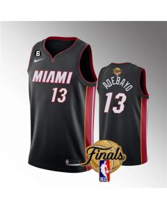 Men's Miami Heat #13 Bam Adebayo Black 2023 Finals Icon Edition With NO.6 Patch Stitched Basketball Jersey