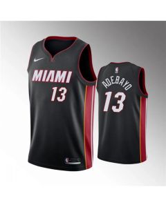 Men's Miami Heat #13 Bam Adebayo Black Icon Edition Swingman Stitched Jersey