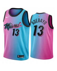 Men's Miami Heat #13 Bam Adebayo Blue/Pink City Edition Stitched Jersey