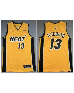 Men's Miami Heat #13 Bam Adebayo Gold Stitched NBA Jersey