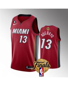 Men's Miami Heat #13 Bam Adebayo Red 2023 Finals Statement Edition With NO.6 Patch Stitched Basketball Jersey