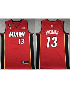Men's Miami Heat #13 Bam Adebayo Red Statement Edition With NO.6 Patch Swingman Stitched Jersey