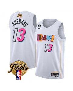 Men's Miami Heat #13 Bam Adebayo White 2023 Finals City Edition With NO.6 Patch Stitched Basketball Jersey