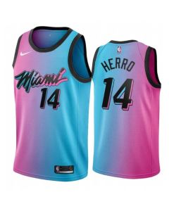 Men's Miami Heat #14 Tyler Herro 2021 Blue/Pink City Edition Vice Stitched Jersey