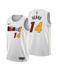 Men's Miami Heat #14 Tyler Herro 2022/23 White City Edition Stitched Jersey