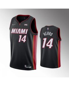 Men's Miami Heat #14 Tyler Herro Black Icon Edition 75th Anniversary Stitched Jersey