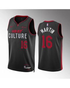 Men's Miami Heat #16 Caleb Martin Black 2023/24 City Edition Stitched Basketball Jersey