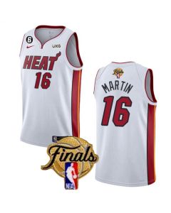 Men's Miami Heat #16 Caleb Martin White 2023 Finals Association Edition With NO.6 Patch Stitched Basketball Jersey