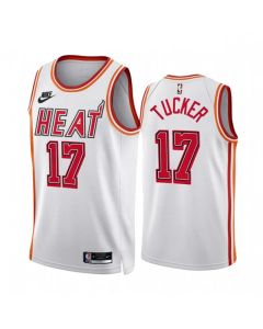 Men's Miami Heat #17 P.J. Tucker White Classic Edition Stitched Basketball Jersey