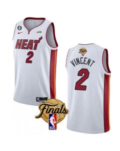 Men's Miami Heat #2 Gabe Vincent White 2023 Finals Association Edition With NO.6 Patch Stitched Basketball Jersey