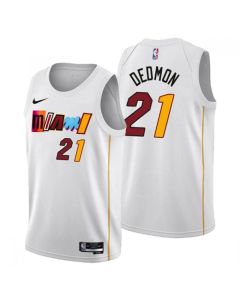 Men's Miami Heat #21 Dewayne Dedmon 2022/23 White City Edition Stitched Jersey