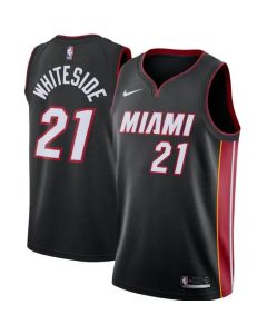 Men's Miami Heat #21 Hassan Whiteside Black Icon Edition Swingman Stitched Jersey