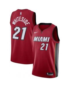 Men's Miami Heat #21 Hassan Whiteside Red Statement Edition Swingman Stitched Jersey