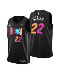 Men's Miami Heat #22 Jimmy Butler Black 2021/2022 City Edition Stitched Jersey