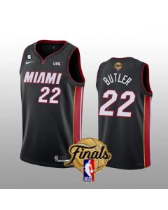 Men's Miami Heat #22 Jimmy Butler Black 2023 Finals Icon Edition With NO.6 Patch Stitched Basketball Jersey