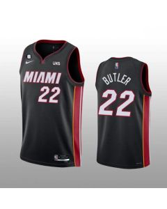 Men's Miami Heat #22 Jimmy Butler Black With NO.6 Patch Stitched Jersey