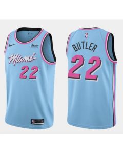 Men's Miami Heat #22 Jimmy Butler Blue City Edition Swingman Stitched Jersey
