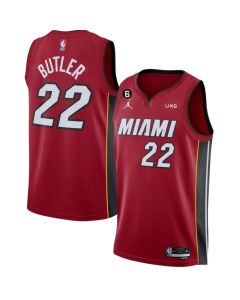 Men's Miami Heat #22 Jimmy Butler Red Statement Edition With NO.6 Patch Stitched Jersey
