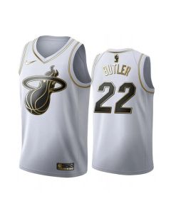 Men's Miami Heat #22 Jimmy Butler White 2019 Golden Edition Stitched NBA Jersey