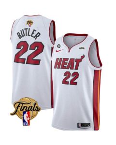 Men's Miami Heat #22 Jimmy Butler White 2023 Finals Association Edition With NO.6 Patch Stitched Basketball Jersey