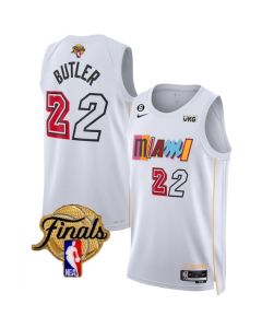 Men's Miami Heat #22 Jimmy Butler White 2023 Finals City Edition With NO.6 Patch Stitched Basketball Jersey