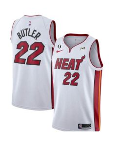 Men's Miami Heat #22 Jimmy Butler White With NO.6 Patch Stitched Jersey