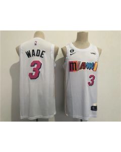 Men's Miami Heat #3 Dwyane Wade 2022/23 White City Edition With NO.6 Patch Stitched Jersey