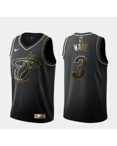 Men's Miami Heat #3 Dwyane Wade Black 2019 Golden Edition Stitched NBA Jersey