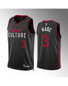 Men's Miami Heat #3 Dwyane Wade Black 2023/24 City Edition Stitched Basketball Jersey
