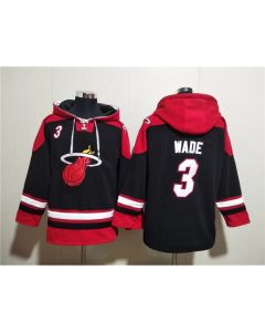 Men's Miami Heat #3 Dwyane Wade Black Ageless Must-Have Lace-Up Pullover Hoodie