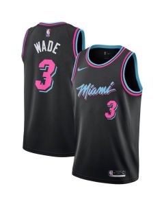 Men's Miami Heat #3 Dwyane Wade Black City Edition Swingman Stitched NBA Jersey