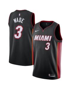 Men's Miami Heat #3 Dwyane Wade Black Icon Edition Swingman Stitched Jersey
