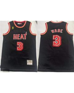 Men's Miami Heat #3 Dwyane Wade Black Stitched Basketball Jersey