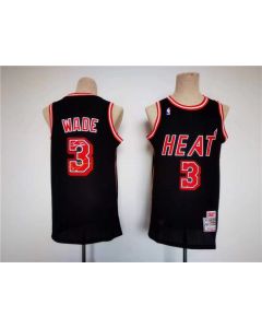 Men's Miami Heat #3 Dwyane Wade Black Throwback basketball Jersey