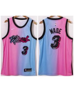 Men's Miami Heat #3 Dwyane Wade Blue/Pink City Edition Vice Stitched Jersey