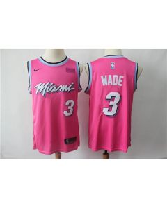 Men's Miami Heat #3 Dwyane Wade Pink 2018/19 Earned Edition Swingman Stitched NBA Jersey