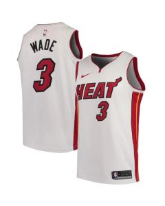 Men's Miami Heat #3 Dwyane Wade White Association Edition Swingman Stitched Jersey