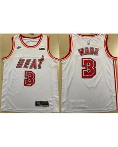 Men's Miami Heat #3 Dwyane Wade White Classic Edition Stitched Basketball Jersey