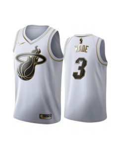 Men's Miami Heat #3 Dwyane Wade White Golden Edition Stitched NBA Jersey