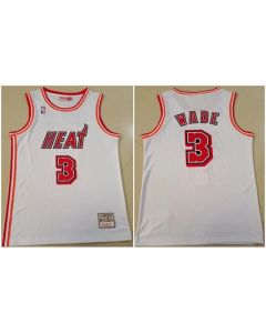 Men's Miami Heat #3 Dwyane Wade White Throwback Stitched Basketball Jersey